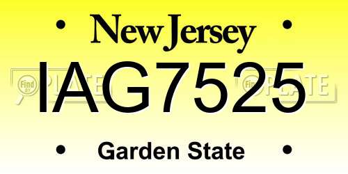 IAG7525 New Jersey License Plate