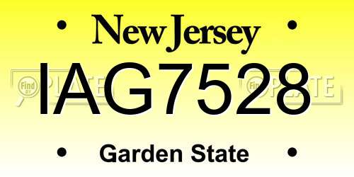 IAG7528 New Jersey License Plate