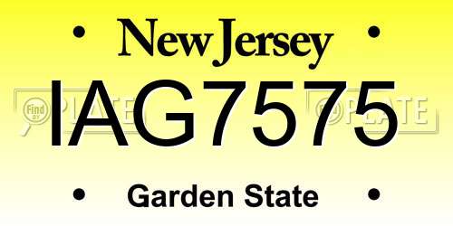 IAG7575 New Jersey License Plate