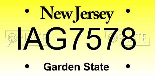 IAG7578 New Jersey License Plate