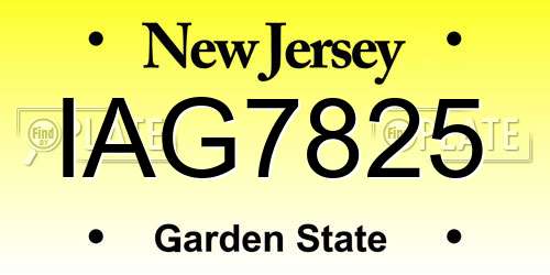 IAG7825 New Jersey License Plate