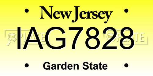 IAG7828 New Jersey License Plate