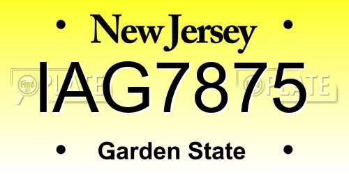 IAG7875 New Jersey License Plate