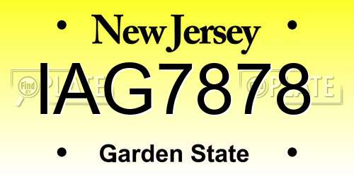 IAG7878 New Jersey License Plate
