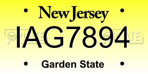 IAG7894 New Jersey License Plate