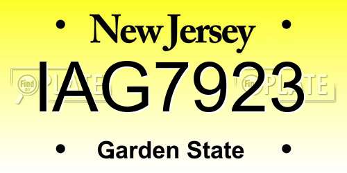 IAG7923 New Jersey License Plate