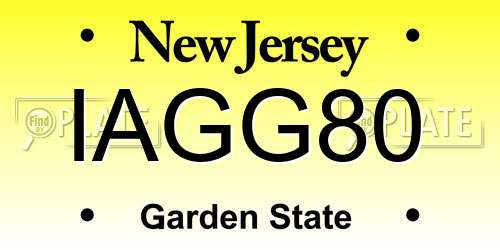 IAGG80 New Jersey License Plate