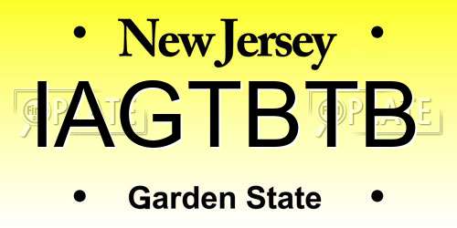 IAGTBTB New Jersey License Plate