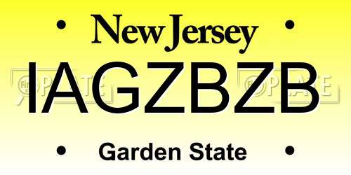 IAGZBZB New Jersey License Plate