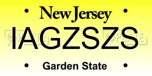 IAGZSZS New Jersey License Plate