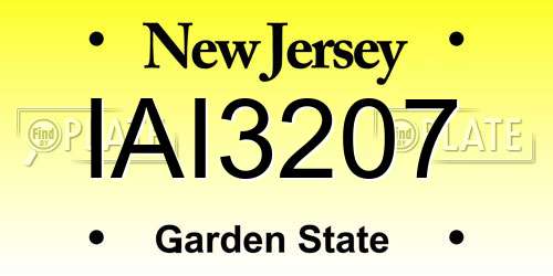 IAI3207 New Jersey License Plate