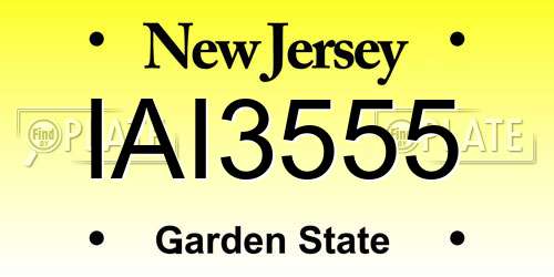 IAI3555 New Jersey License Plate