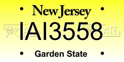 IAI3558 New Jersey License Plate