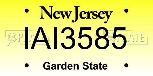 IAI3585 New Jersey License Plate
