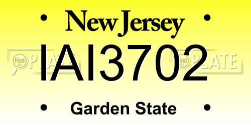 IAI3702 New Jersey License Plate