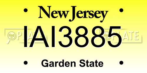IAI3885 New Jersey License Plate