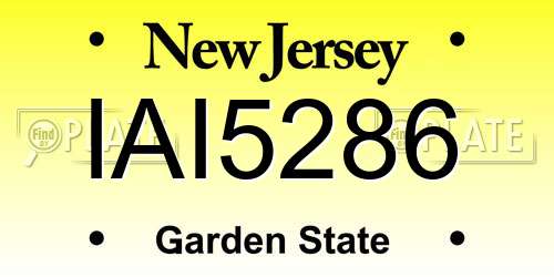 IAI5286 New Jersey License Plate