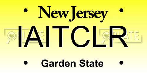 IAITCLR New Jersey License Plate