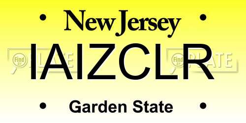 IAIZCLR New Jersey License Plate