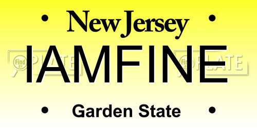 IAMFINE New Jersey License Plate
