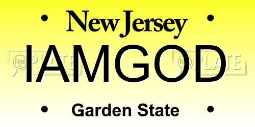 IAMGOD New Jersey License Plate