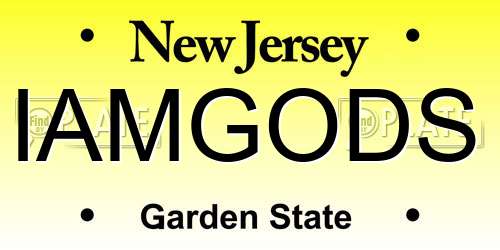 IAMGODS New Jersey License Plate