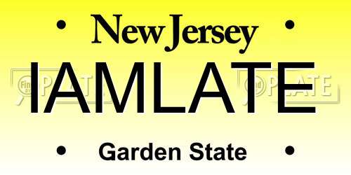 IAMLATE New Jersey License Plate