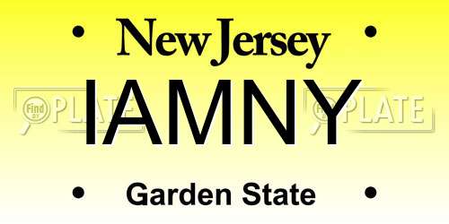 IAMNY New Jersey License Plate