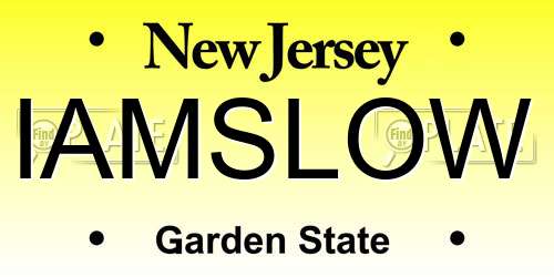 IAMSLOW New Jersey License Plate