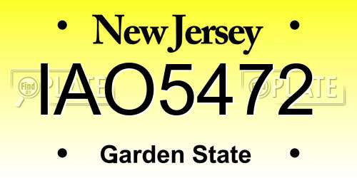 IAO5472 New Jersey License Plate