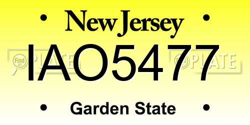 IAO5477 New Jersey License Plate