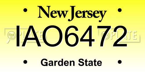 IAO6472 New Jersey License Plate