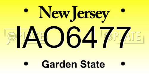 IAO6477 New Jersey License Plate