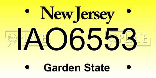 IAO6553 New Jersey License Plate