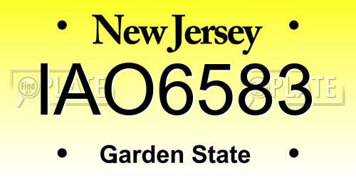 IAO6583 New Jersey License Plate