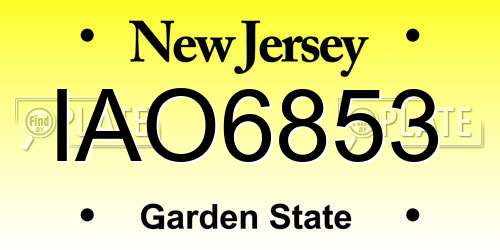 IAO6853 New Jersey License Plate