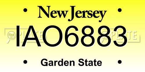 IAO6883 New Jersey License Plate
