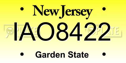 IAO8422 New Jersey License Plate