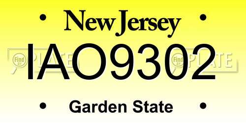 IAO9302 New Jersey License Plate