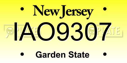 IAO9307 New Jersey License Plate
