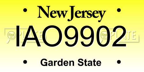 IAO9902 New Jersey License Plate