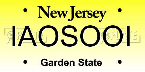IAOSOOI New Jersey License Plate