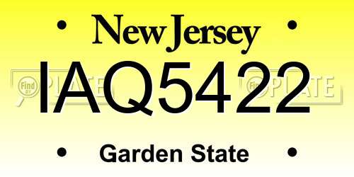 IAQ5422 New Jersey License Plate