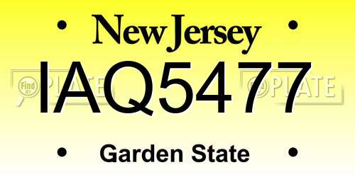 IAQ5477 New Jersey License Plate