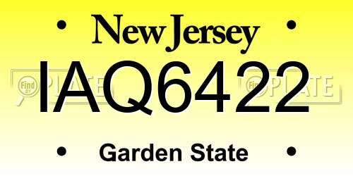 IAQ6422 New Jersey License Plate