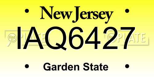 IAQ6427 New Jersey License Plate