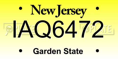 IAQ6472 New Jersey License Plate