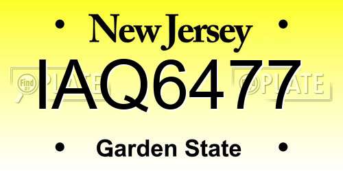 IAQ6477 New Jersey License Plate