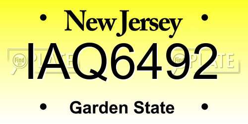 IAQ6492 New Jersey License Plate