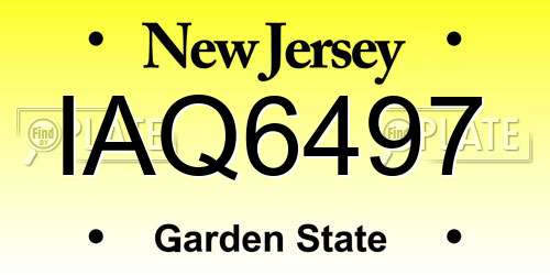 IAQ6497 New Jersey License Plate